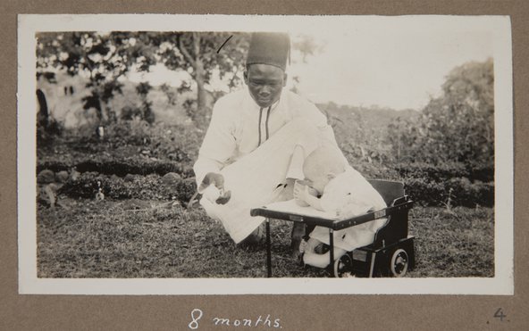 Photo from the Empire through the Lens exhibition: Ann and Letembia, Old Moshi, photograph in family album, Tanzania, 1930 1994/020/1/3/4 © Bristol Archives/ British Empire and Commonwealth Collection.
