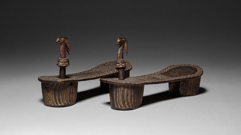 Two carved sandals or clogs from Central Africa, circa 1800s