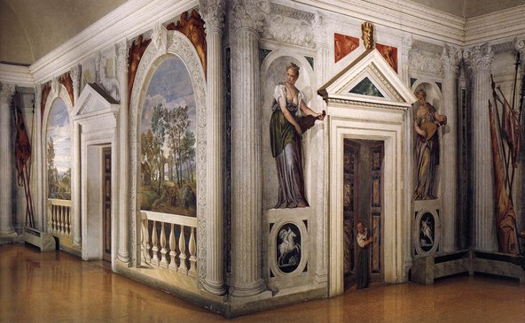 . Villa Barbaro, Maser. Cruciform Hall, frescoed by Paolo Veronese (Wikimedia Commons)